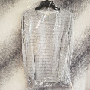 NWT long sleeve silver striped top